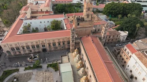 Aerial View of Cathedral Complex in Palermo, Sicily Stock Footage 340555697