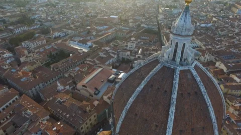 Aerial view of a cathedral dome, Florence Stock Footage 87610053