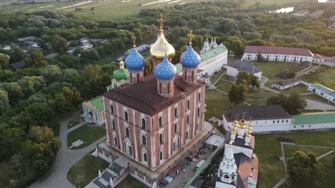Aerial view of the cathedral of the dome of the temple Stock Footage 202284791