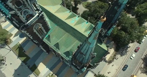 Aerial view of cathedral Stock Footage