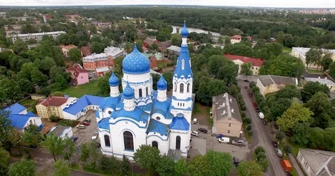 Aerial view. Cathedral of the Intercession of the Blessed Virgin. Gatchina. 動画素材 86818593