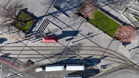 Aerial view of Cathedral Square, New Zealand. Stock Footage 313667257