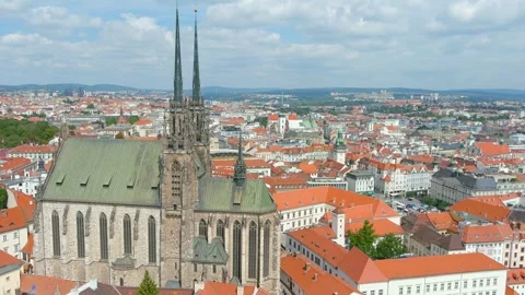 Aerial view of the Cathedral of St. Peter and Paul, Brno, Czech Republic Stockbeeldmateriaal 246236900
