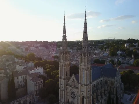 Aerial View Cathedral at sunset Stock Footage 78740861