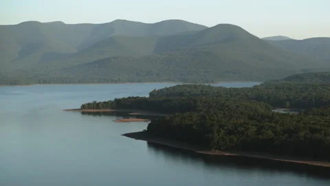 Aerial view of The Catskill Mountains on a summer day Видео 343189219