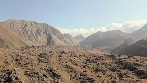 Aerial view caucasus mountains range with colorful valleys on alpine zone Vídeos de archivo 283634739