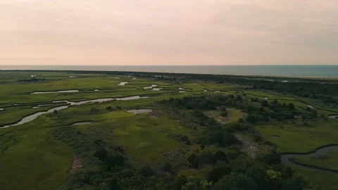 Aerial View of CBBT Chesapeake Bay Bridge-Tunnel Stock Footage 344049670
