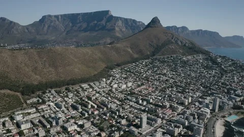 Aerial view of CBD of Cape Town, Western Cape, South Africa, with City bowl, Video stock 149227560