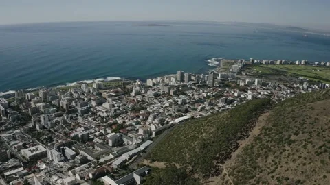 Aerial view of CBD of Cape Town, Western Cape, South Africa, with City bowl, Video stock 149227882