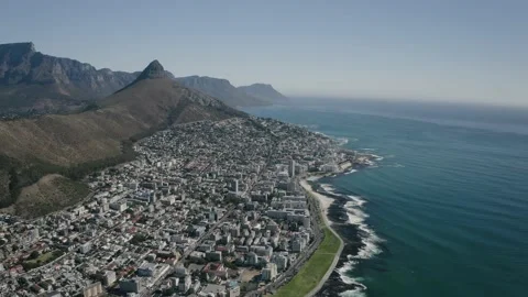 Aerial view of CBD of Cape Town, Western Cape, South Africa, with City bowl, Video stock 149229164