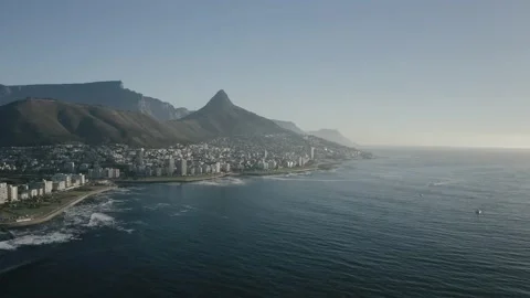 Aerial view of CBD of Cape Town, Western Cape, South Africa, with City bowl, Video stock 149231106