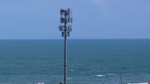 Aerial view of cell tower at Summer Haven, United States. Stock Footage 346646686