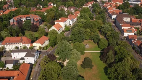 Aerial view of Celle main streets with traffic Stock Footage 87209002