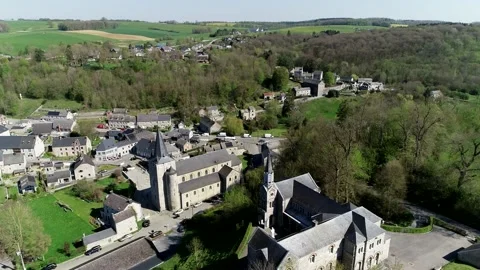 Aerial view of Celles in Walloon called Cele-dile-Dinant 4k Stock Footage 226536259