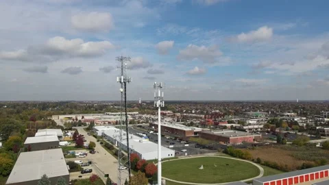 Aerial view of cellular wireless mobile data tower for mobile network 動画素材 142489725
