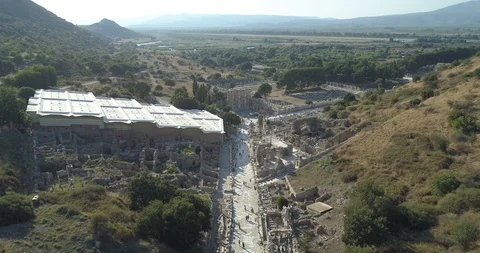 Aerial view of Celsus Library, Ephesus 스톡 동영상 88780755