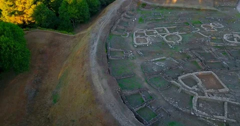 AERIAL VIEW OF CELTIC SETTLEMENT OF VILADONGA Stock Footage 95539610