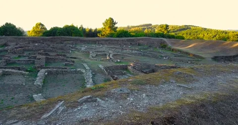 AERIAL VIEW OF CELTIC SETTLEMENT OF VILADONGA Stock Footage 95539845