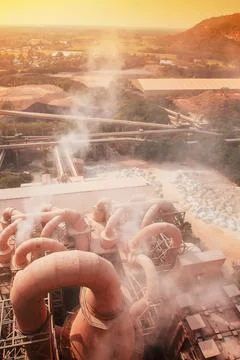 Aerial view of cement limestone mining. Stock Photos