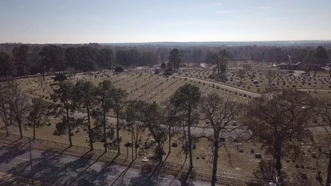 Aerial View Cemetery Fly Over Long Stock Footage 99609551