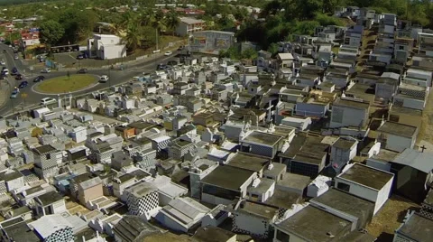 Aerial View of cemetery Stock Footage 60603476