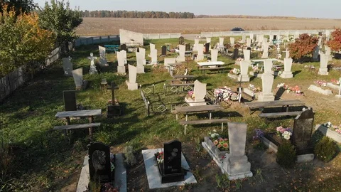 Aerial View Of A Cemetery Stock Footage 123534987