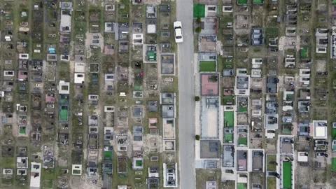 Aerial view of cemetery in spring Stock Footage 152855739