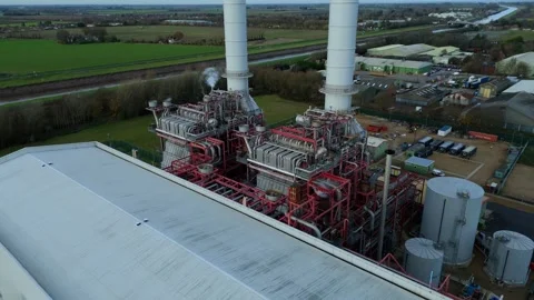 Aerial view of Centenary Way factory, United Kingdom. Stock Footage 323281069