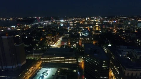 Aerial View Center City Philadelphia Just After Sunset Stock Footage