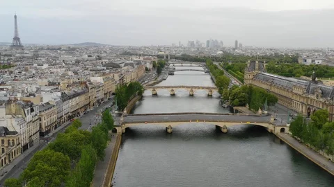Aerial view of the center of Paris Stock Footage 112089971