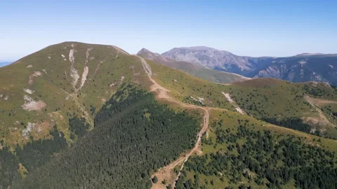 Aerial View of Central Balkan Mountain Range Ridge Trail in Bulgaria Stock Footage 345159043