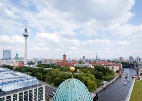 Aerial view of central Berlin from the top of Berliner Dom.. Stock Photos