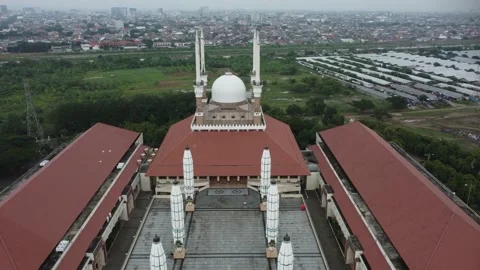 Aerial view at Central Java Great Mosque (Masjid Agung Jawa Tengah) Stock Footage 194067067