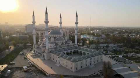 Aerial View of Central Mosque with Domes in Bishkek Stock Footage 340325908