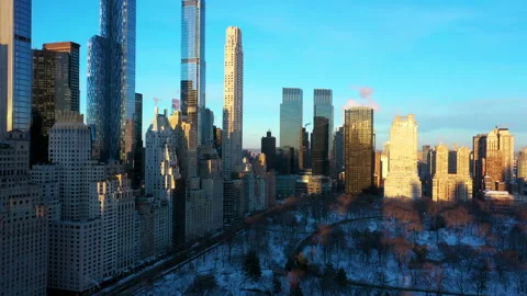 Aerial view on Central Park during Winter Stock Footage 171255604