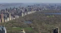 Aerial View of Central Park Meadow and Lake Manhattan Skyscrapers, New York City HD Footage