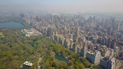 Aerial view of Central Park, New York, USA, Skyscrapers on background. Luxury Stock Footage 90766970