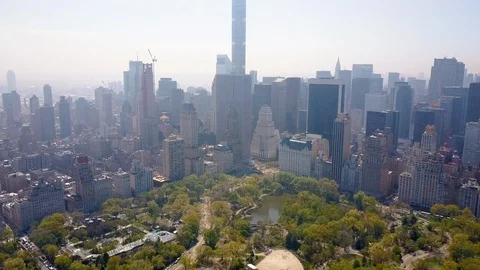 Aerial view of Central Park, New York, USA, Skyscrapers on background. Luxury Stock Footage 90768484