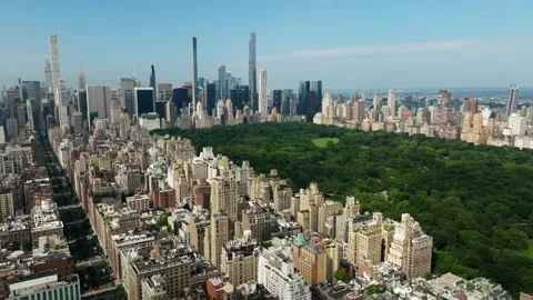 Aerial View of Central Park from Upper East Side New York City NYC Stock Footage 240308056