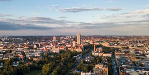 Aerial view of the central part of Leipzig Stock Photos