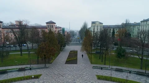 Aerial View of the central square and central street of Mariupol Ukraine Stock Footage 280389220