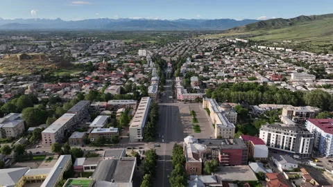 Aerial view of the central square in city Gori. Stalin's Homeland Stock-Footage 244103770
