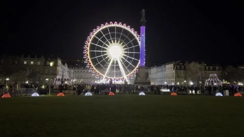 Aerial view of the central square Schlossplatz in the german city of Stuttgart Stock Footage 318575454