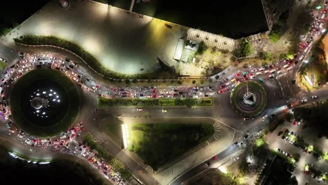 Aerial view of Centre Point of Indonesia roundabout in Indonesia. Stock Footage 341426093