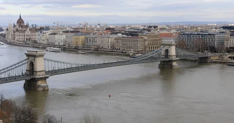 Aerial view of Chain bridge Video stock 102235244