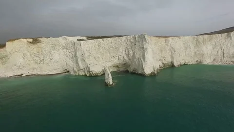 Aerial view of chalk cliffs at Seaford Head, East Sussex Video stock 69103411