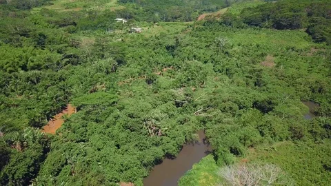 Aerial view of Chamarel waterfall in Mauritius. 動画素材 102400755