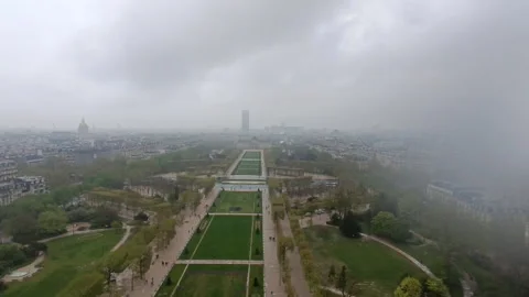 Aerial view of The Champ de Mars Park  in Paris, France Stock Footage 342431220