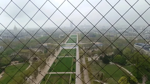 Aerial view of The Champ de Mars Park  in Paris, France Stock Footage 342443608