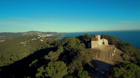 Aerial view of a chapel  Stock Footage 84761004